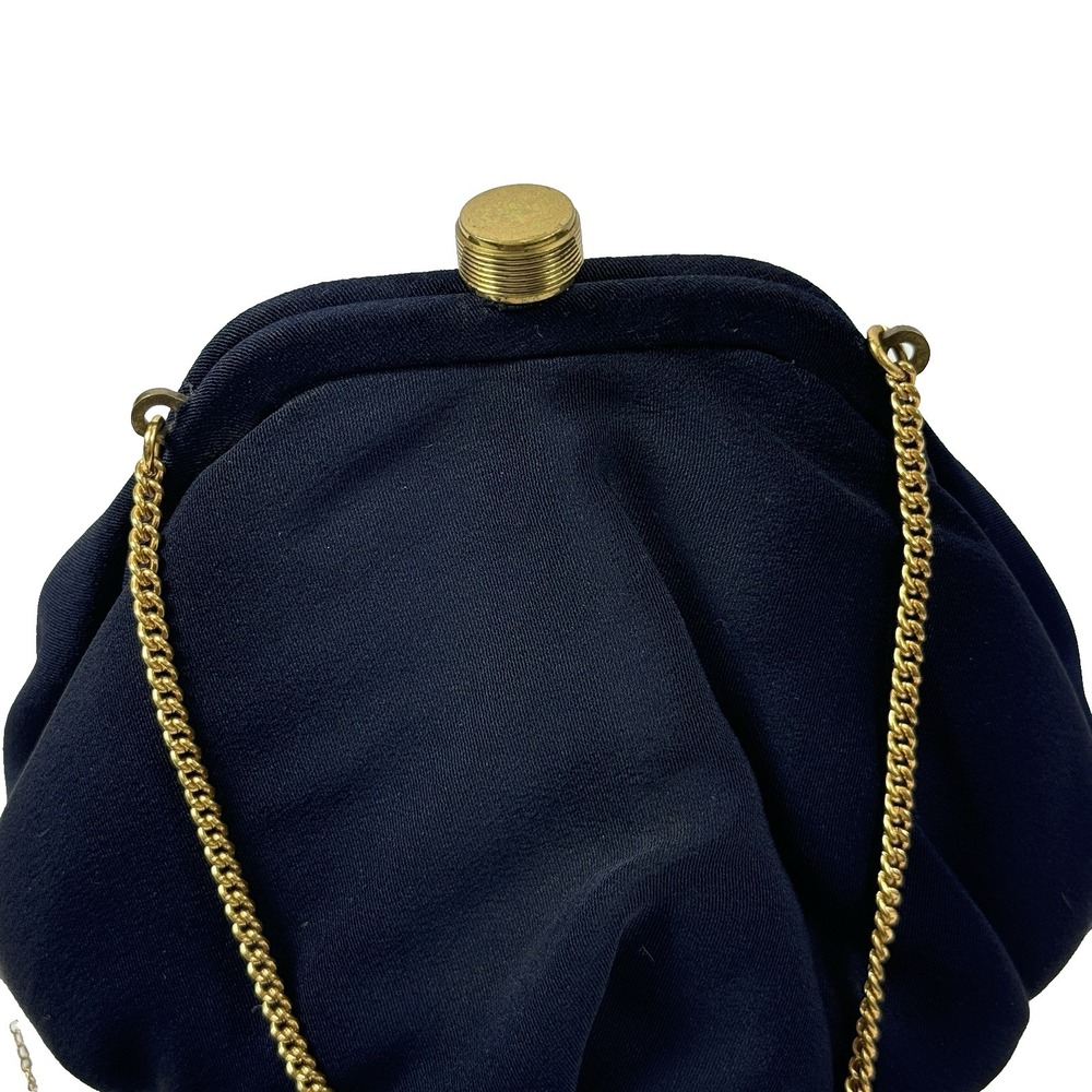 Vintage Garay 1950s–1960s Navy Evening Bag with Chain Strap & Coin Purse‎